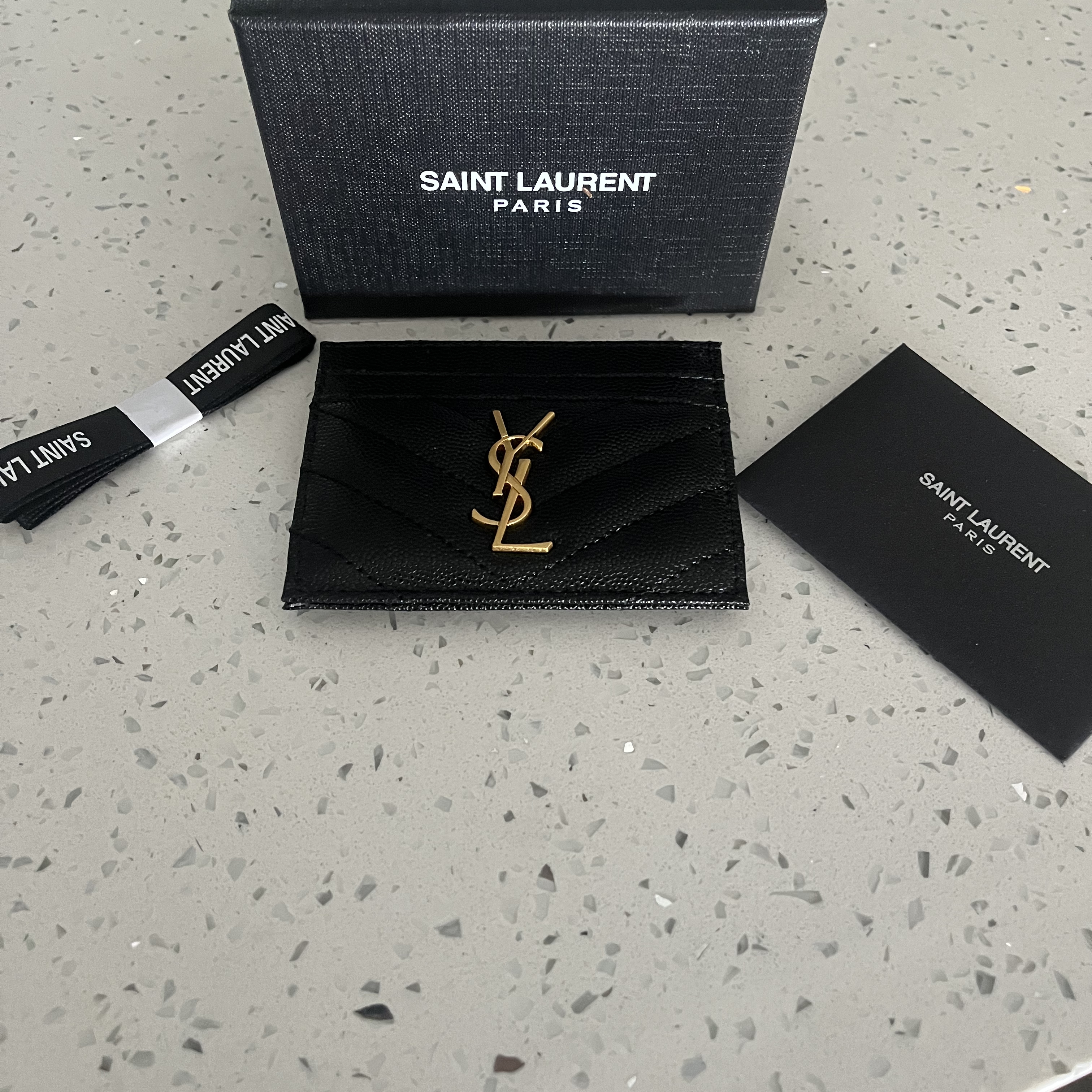 Ysl Black And Gold Card Holder